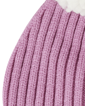 Toddler Girls Chenille Patch Pom Pom Beanie