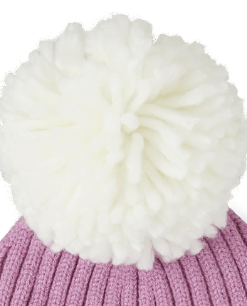 Toddler Girls Chenille Patch Pom Pom Beanie