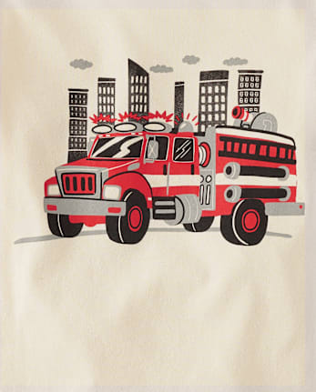 T-shirt graphique camion de pompiers pour bébés et tout-petits garçons