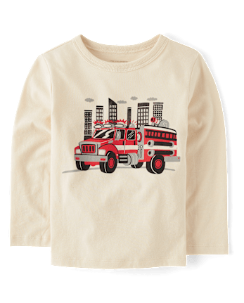 T-shirt graphique camion de pompiers pour bébés et tout-petits garçons