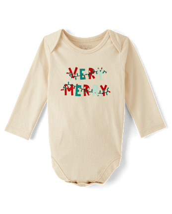 Baby Very Merry Christmas Lights Graphic Bodysuit