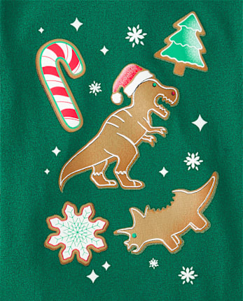 Baby And Toddler Boys Christmas Dino Cookies Graphic Tee