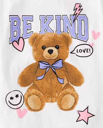 Girls Kind Teddy Bear Graphic Tee
