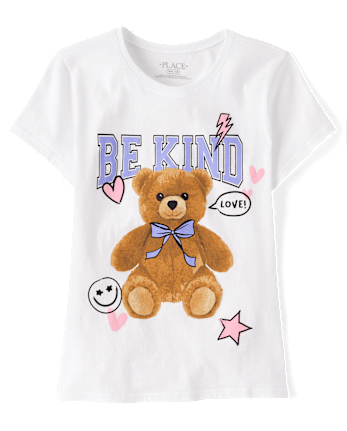 Girls Kind Teddy Bear Graphic Tee