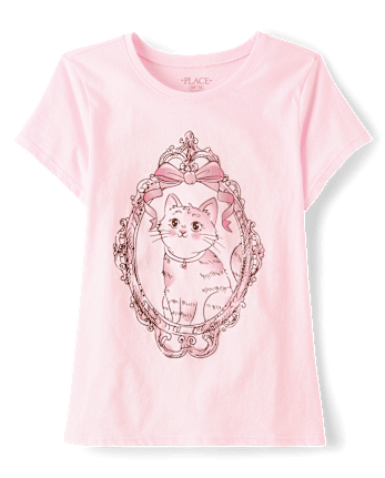 Girls Cat Mirror Graphic Tee