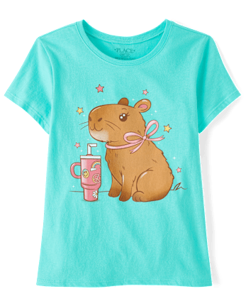 Girls Capybara Tumbler Graphic Tee