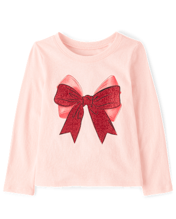 Baby And Toddler Girls Christmas Bow Graphic Tee