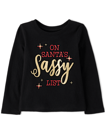 Baby And Toddler Girls Santa's Sassy List Graphic Tee