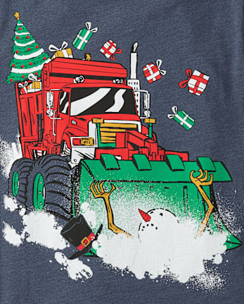 Boys Christmas Snowman Truck Graphic Tee