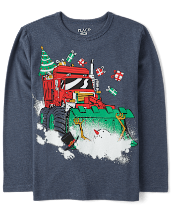 Boys Christmas Snowman Truck Graphic Tee