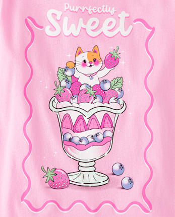 Girls Sweet Cat Graphic Tee