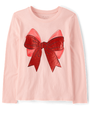 Girls Christmas Bow Graphic Tee