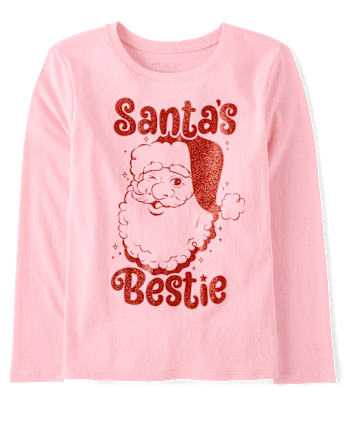 Girls Christmas Santa's Bestie Graphic Tee