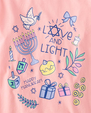 Girls Hanukkah Doodles Graphic Tee
