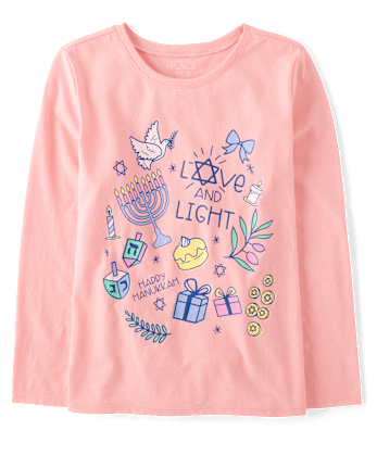Girls Hanukkah Doodles Graphic Tee