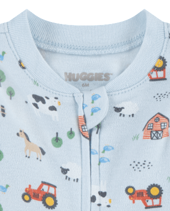 Baby Boys Huggies Farm Animal Footed Coverall