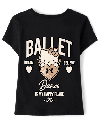 Girls Hello KittyÂ® Glitter Dance Baby Tee