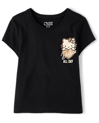 Girls Hello KittyÂ® Glitter Dance Baby Tee