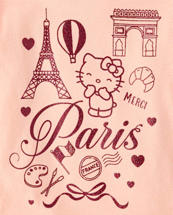 Girls Hello KittyÂ® Glitter Paris Baby Tee