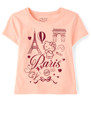Girls Hello KittyÂ® Glitter Paris Baby Tee