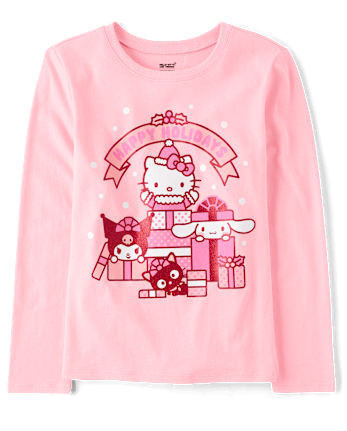 Girls Hello Kitty® And Friends Glitter Happy Holidays Graphic Tee