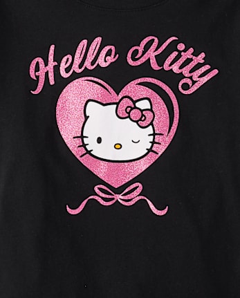 Girls Hello KittyÂ® Glitter Heart Graphic Tee