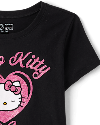 Girls Hello KittyÂ® Glitter Heart Graphic Tee