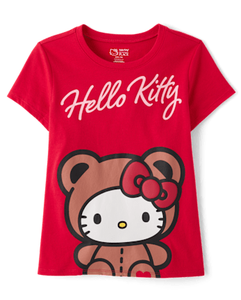 Girls Hello Kitty® Puff Print Bear Graphic Tee