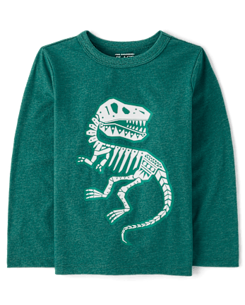Baby And Toddler Boys Dino Skeleton Graphic Tee