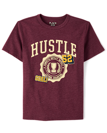 Boys Hustle Varsity Patches Graphic Tee