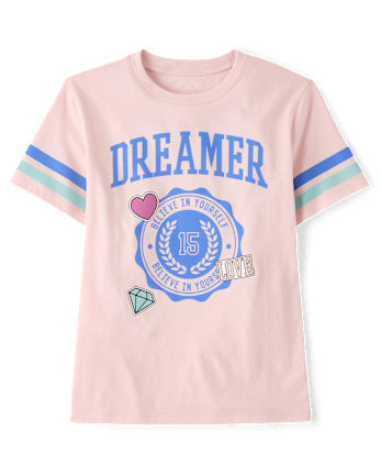 Girls Fearless Varsity Patches Oversized Graphic Tee