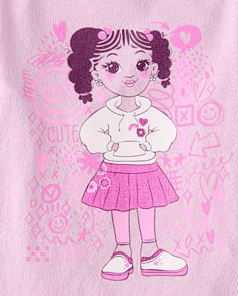 Baby And Toddler Girls Doodle Girl Graphic Tee