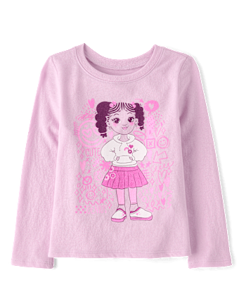 Baby And Toddler Girls Doodle Girl Graphic Tee