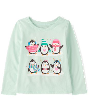 Baby And Toddler Girls Penguin Friends Graphic Tee