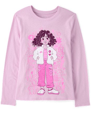 Girls Doodle Girl Graphic Tee