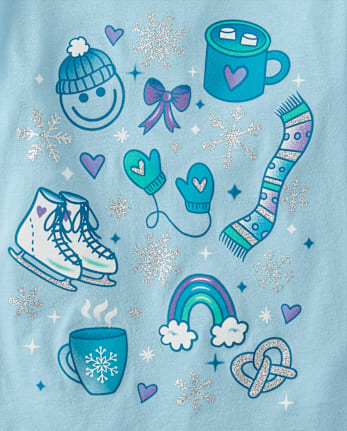 Girls Winter Doodle Graphic Tee