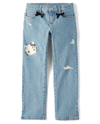 Girls Hello Kitty® Ripped 90s Straight Jeans