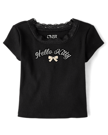 Girls Hello KittyÂ® Embellished Ribbed Baby Tee