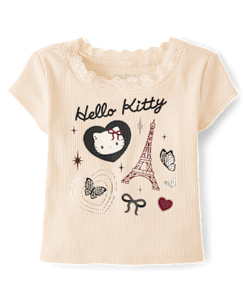 Girls Hello KittyÂ® Embellished Ribbed Baby Tee