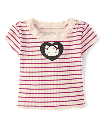 Girls Hello KittyÂ® Embellished Ribbed Baby Tee