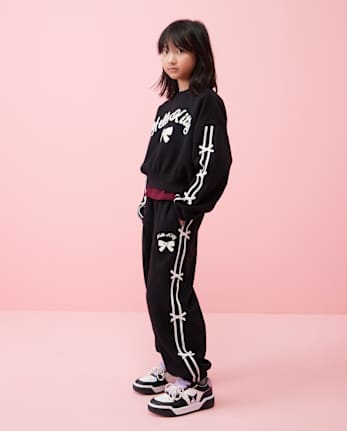 Girls Hello Kitty® Embroidered Bow Premium Fleece Sweatshirt