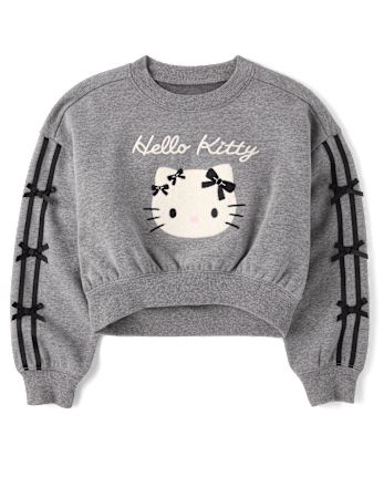 Girls Hello Kitty® Embroidered Bow Premium Fleece Sweatshirt