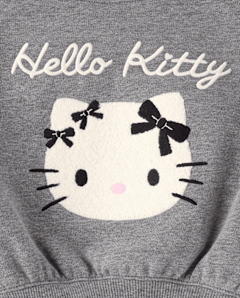 Girls Hello Kitty® Embroidered Bow Premium Fleece Sweatshirt