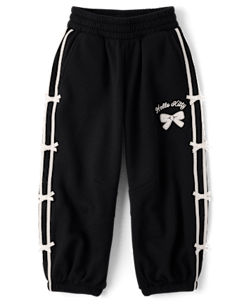 Girls Hello Kitty® Side Stripe Bow Premium Fleece Jogger Pants