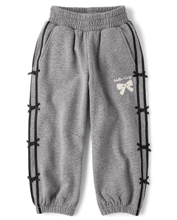 Girls Hello KittyÂ® Side Stripe Bow Premium Fleece Jogger Pants