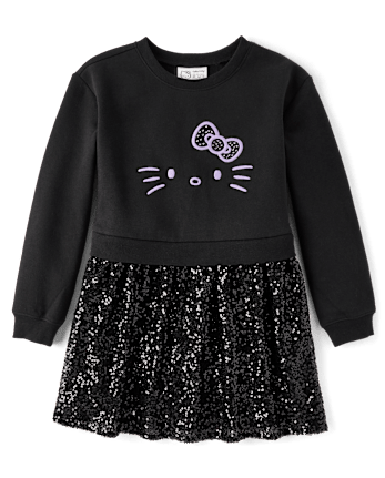 Girls Hello KittyÂ® Sequin Sweatshirt Dress