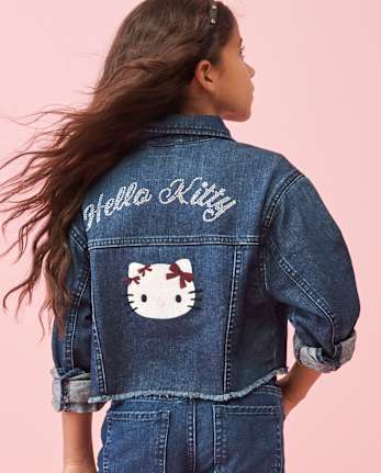 Girls Hello Kitty® Embroidered Denim Jacket