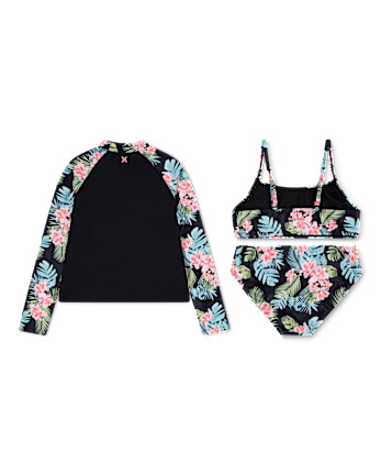 Girls Hurley Tropical 3-Piece Swimsuit