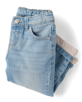 Toddler Girls Lined Roll Cuff 90s Straight Jeans