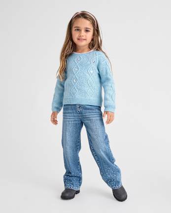 Toddler Girls Foil Wide Leg Jeans